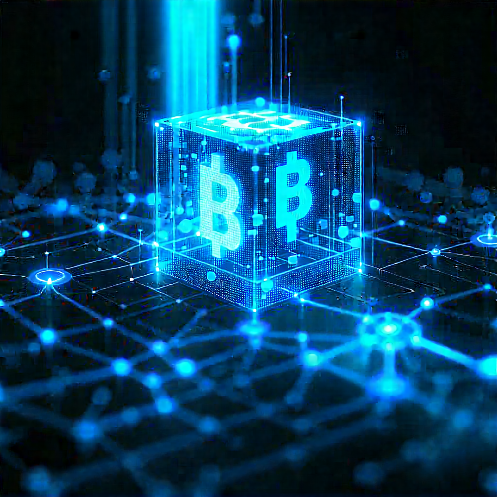Blockchain Network Visualization With Large, Blue,