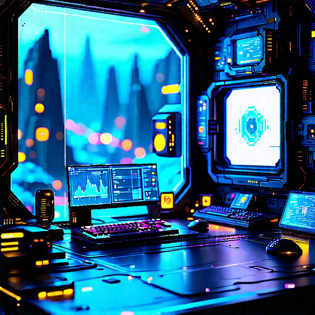 Futuristic digital workspace