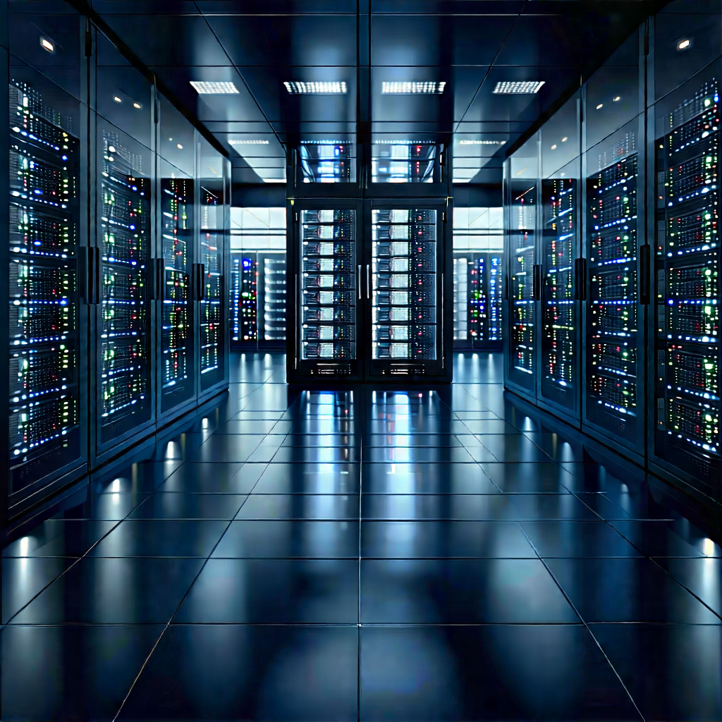 Server Rack With Digital Particles With Large