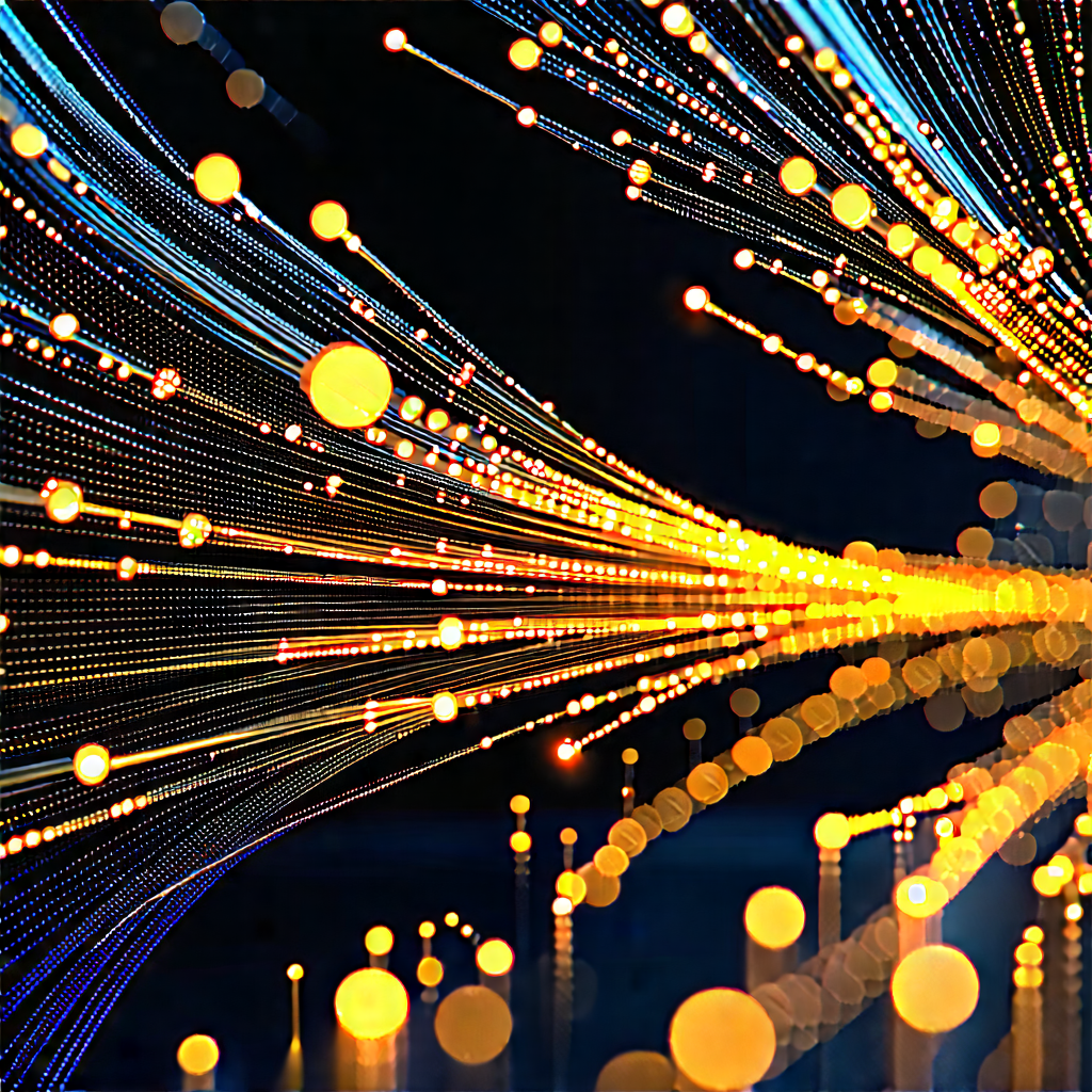 Close-up Of Fiber Optic Cables With Brightly Lit,