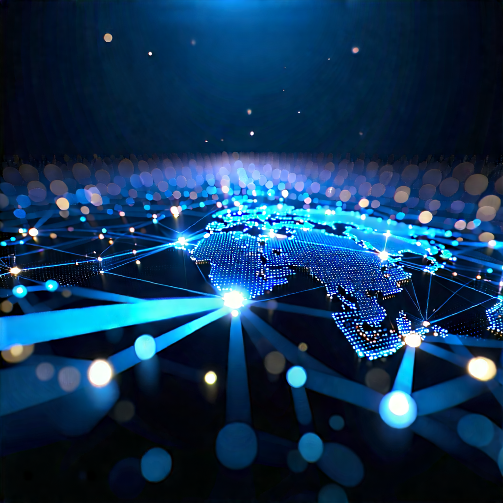 Blockchain Network Visualization With Blue White