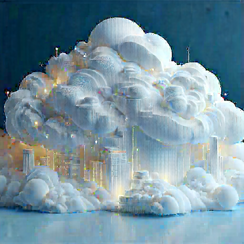 Cloud Computing Visualization With Large, White
