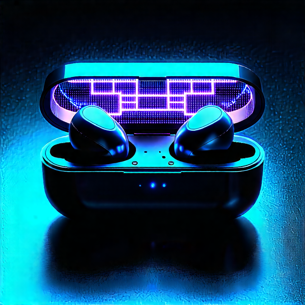 Wireless earbuds with glowing screen