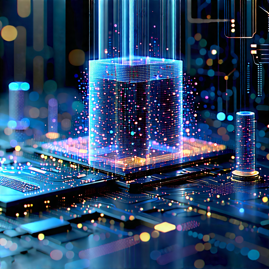Quantum Computer With Digital Particles With Image, There