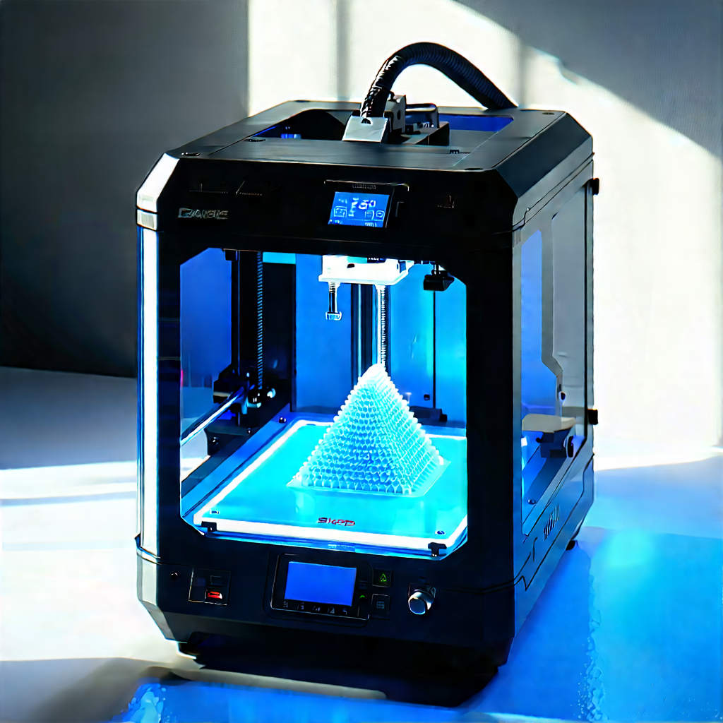 3d Printer With Blue Light (glow:1.24) With Printer Shown