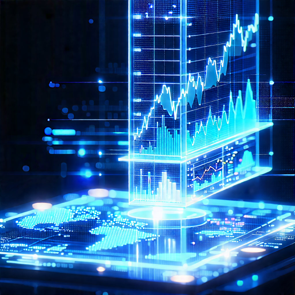 Financial Technology In Research Center With Blue White