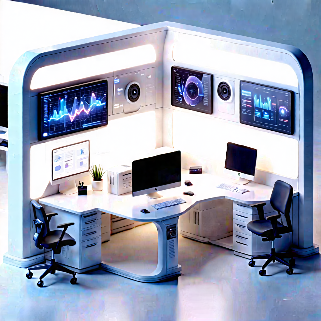 (futuristic:1.42) Tech Startup Office With Large, Well-lit