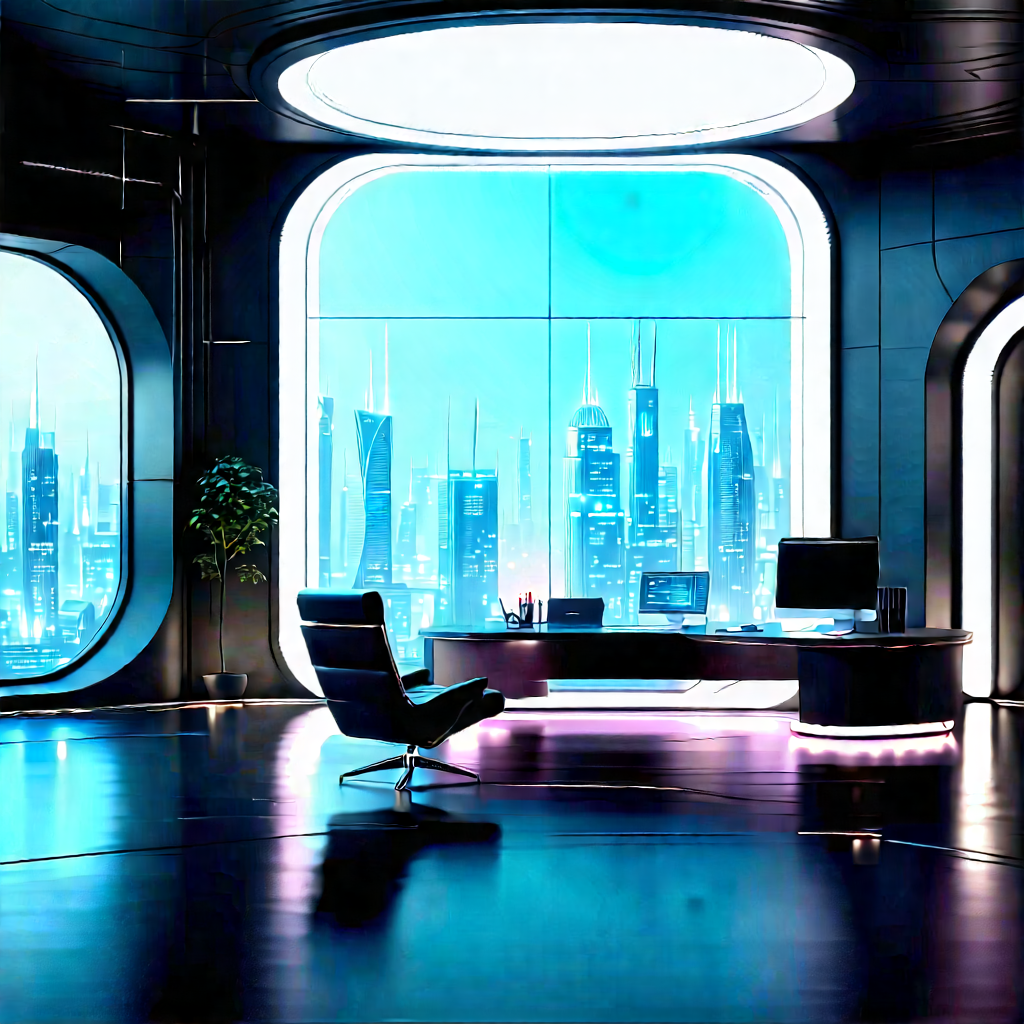 Futuristic Tech Startup Office With Image, There