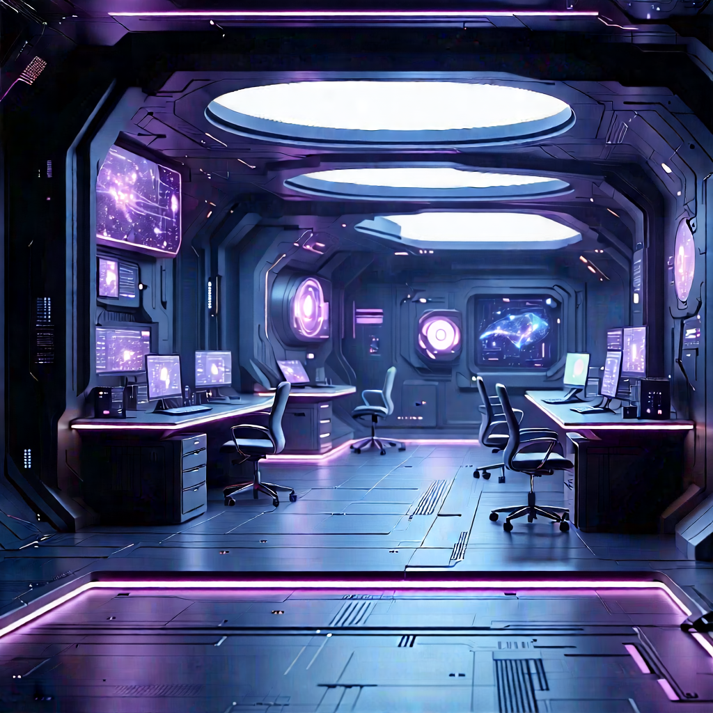 Futuristic (digital:1.49) workspace