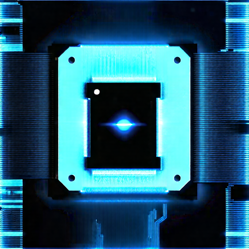 Microchip with blue light glow