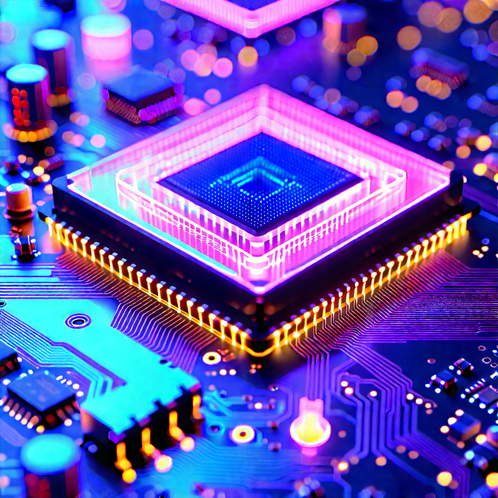 Circuit board with neon accents
