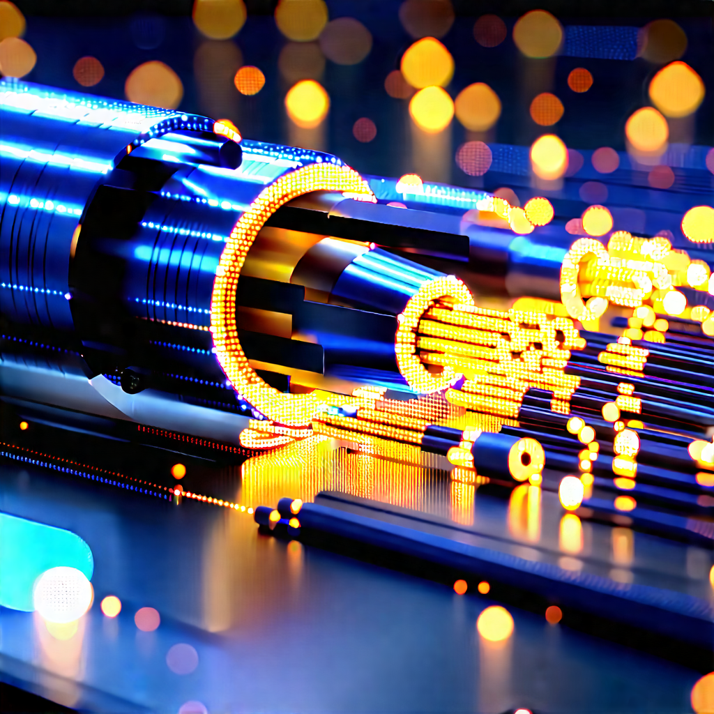 Close-up of fiber optic cables