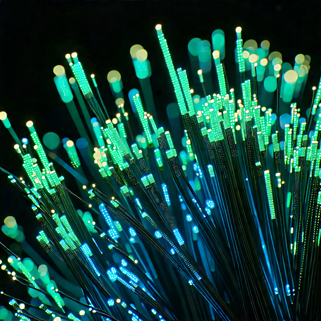 Close-up of fiber optic cables