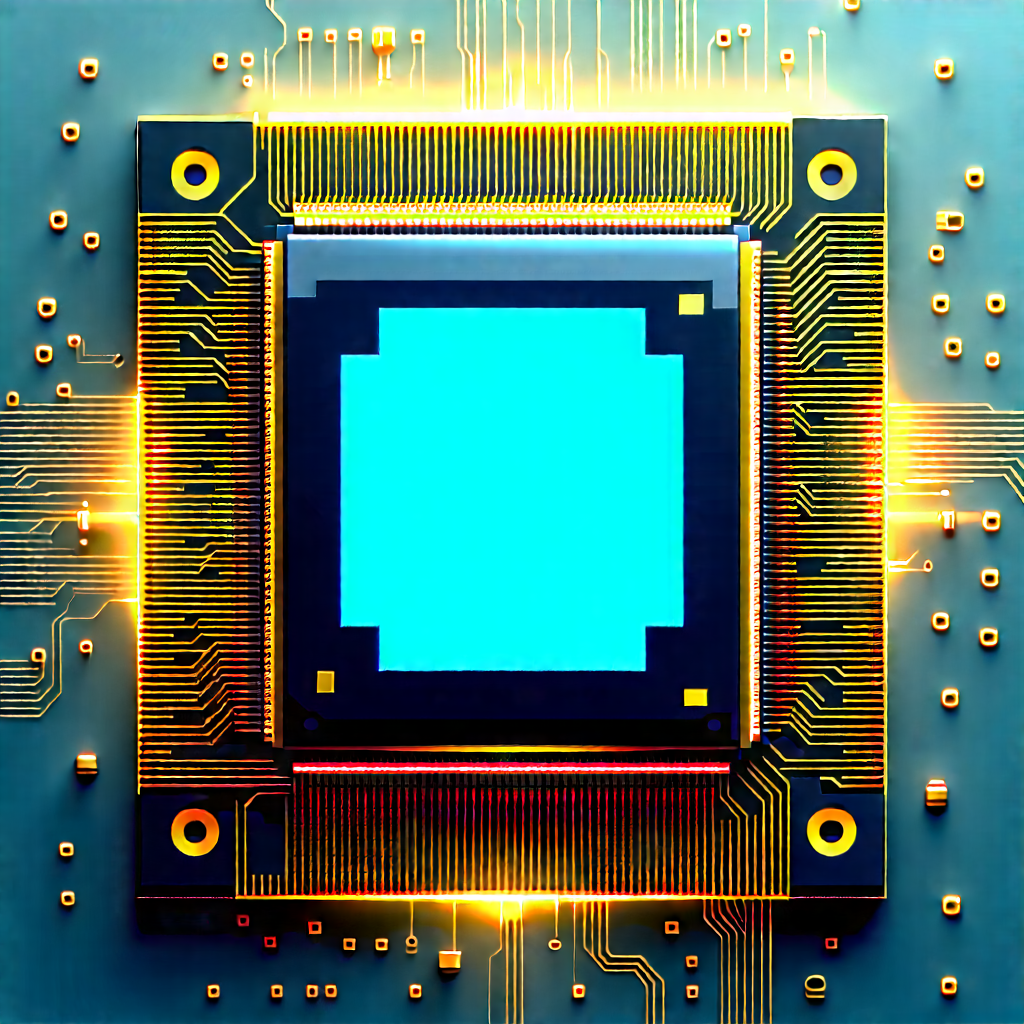 Microchip With Data Streams With Close-up Computer