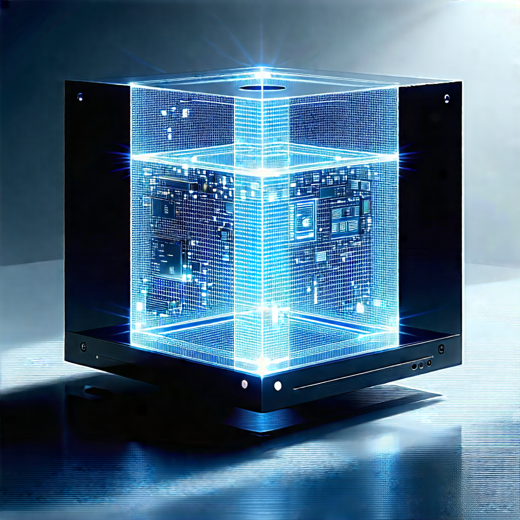 Quantum Computer With Laser Scanning With Black Blue