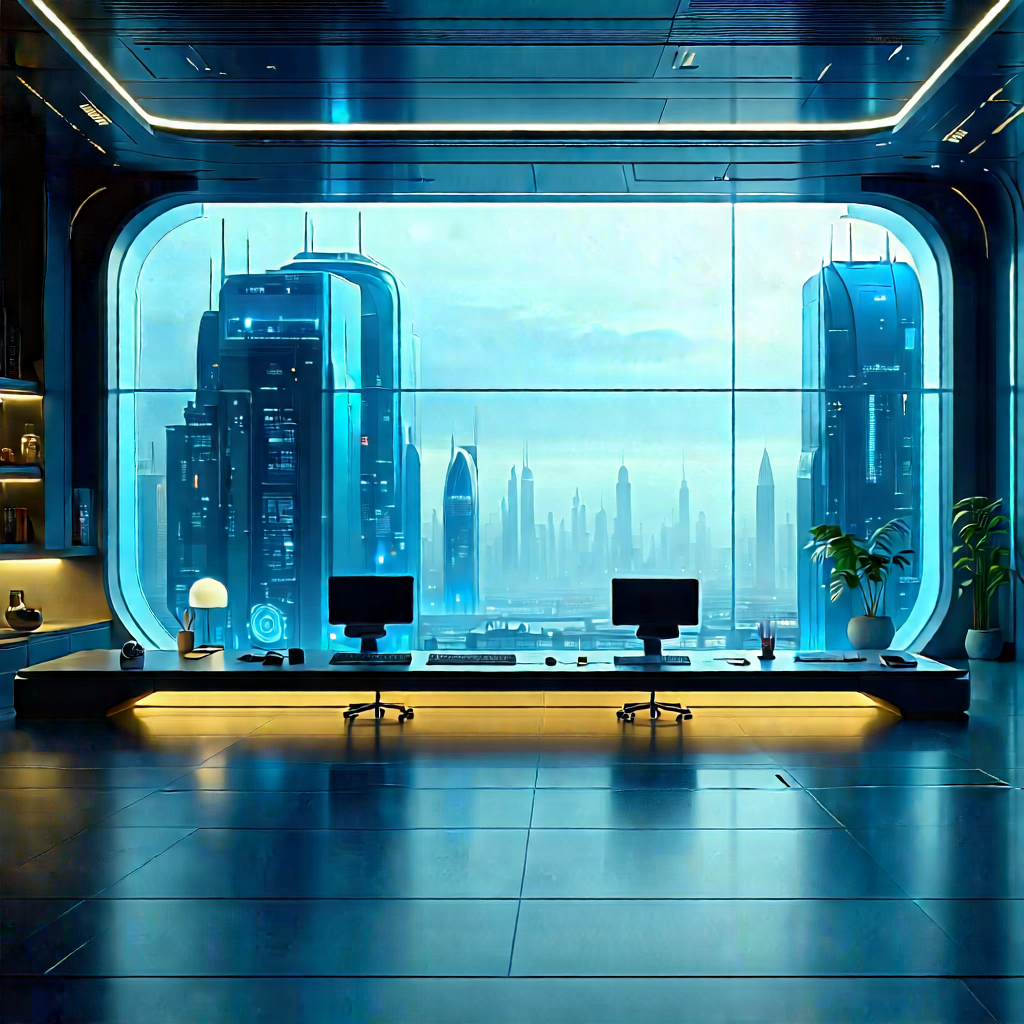 Futuristic Tech Startup Office With Large, Modern