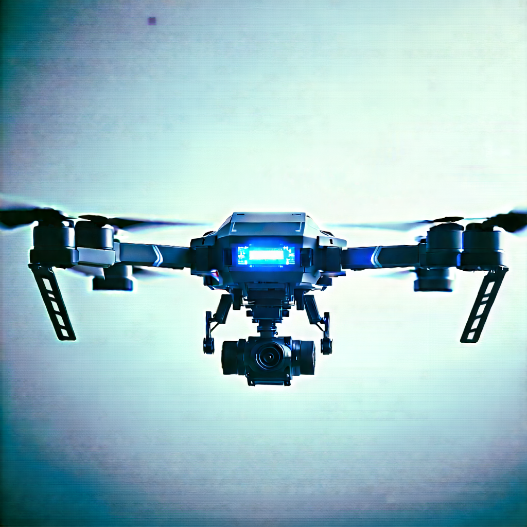 Drone With Glowing Screen With Black Blue