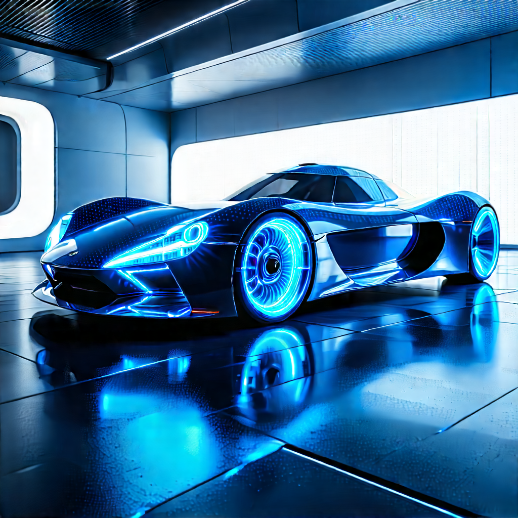 Automotive Technology In Research Center With Blue Sports