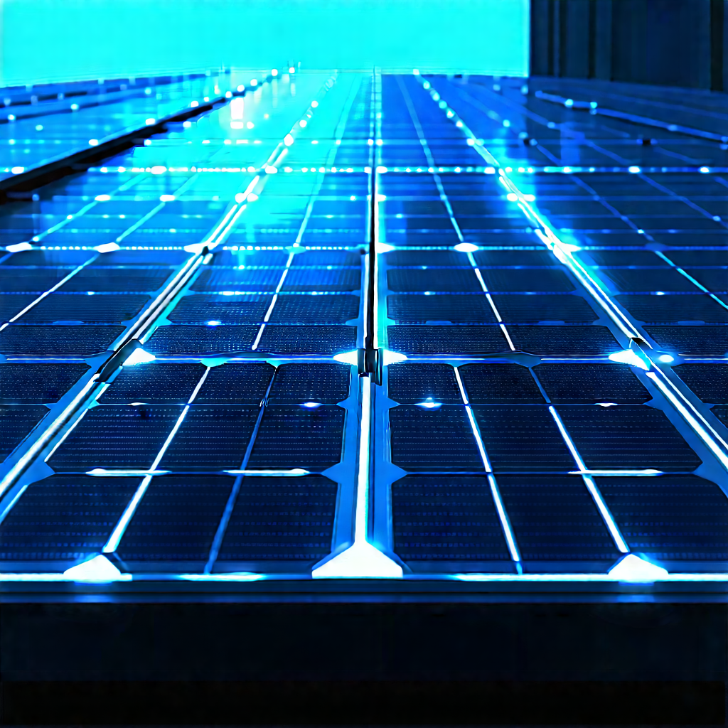Solar Panel With Blue Light Glow With Large Solar