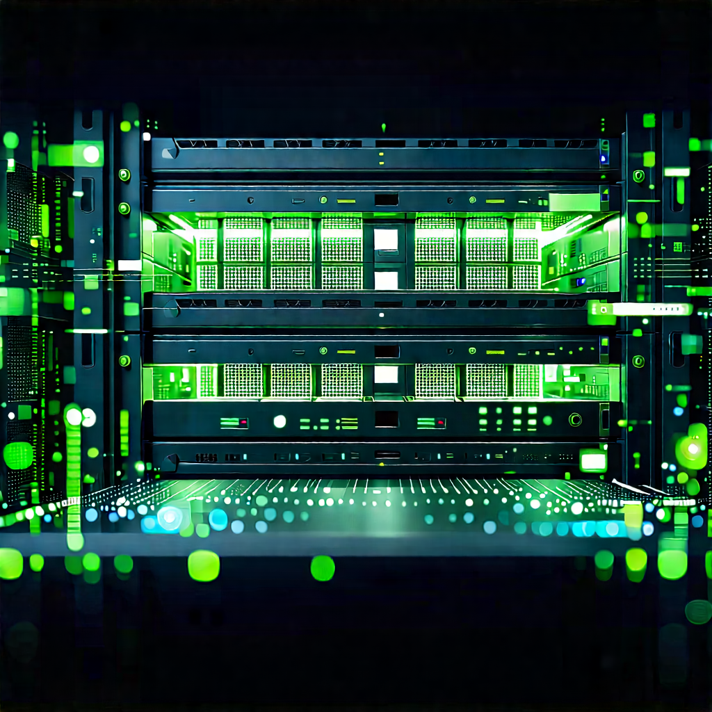 Server rack with (digital:1.16) particles