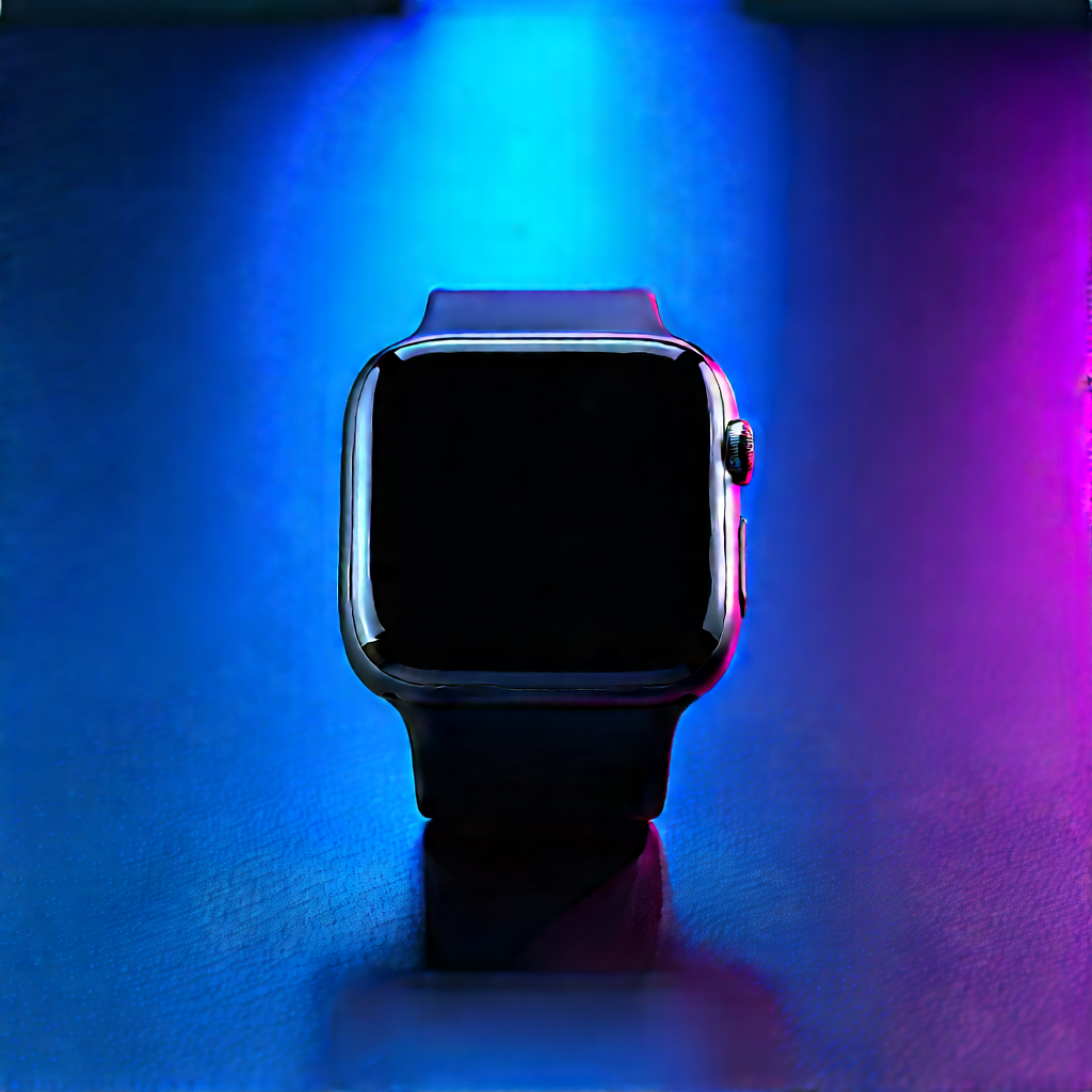 Smart Watch With Glowing Screen With Close-up Watch