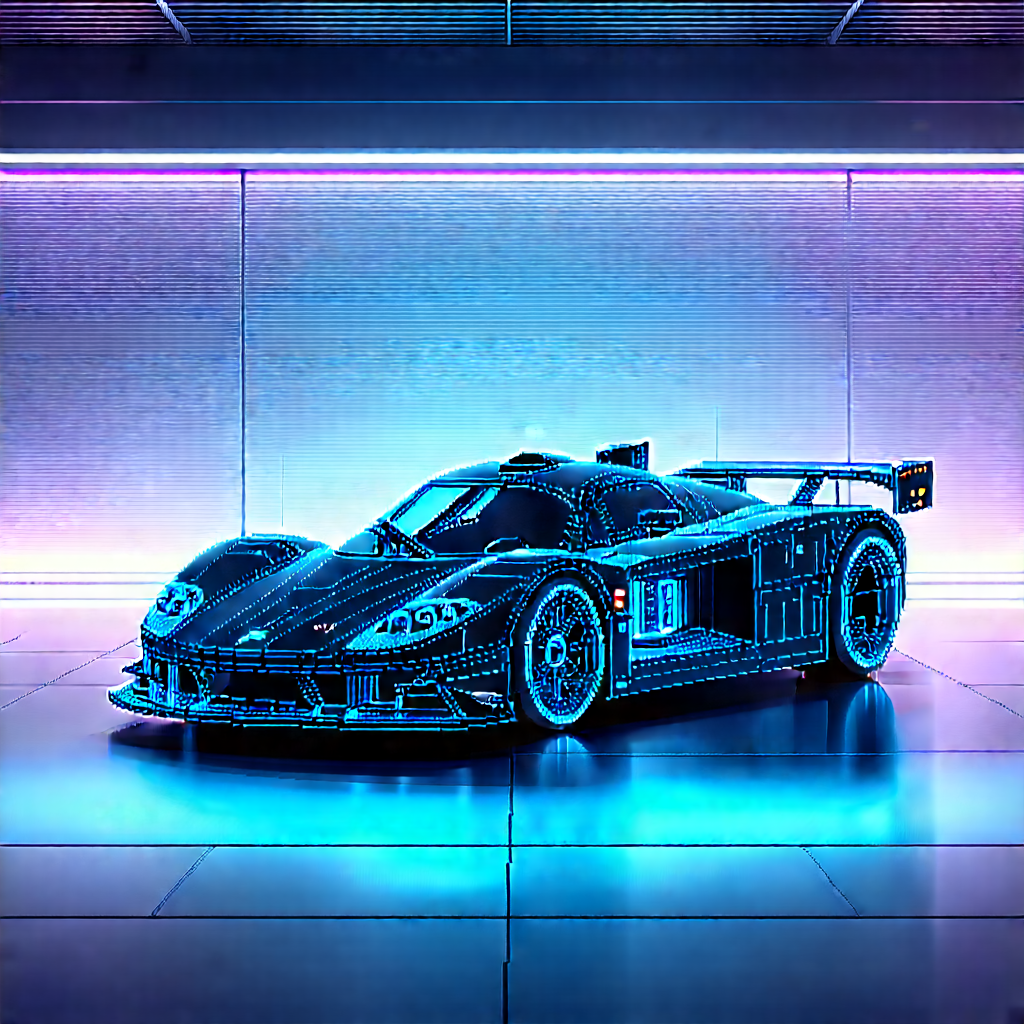 Automotive Technology In Modern Laboratory With Blue Purple