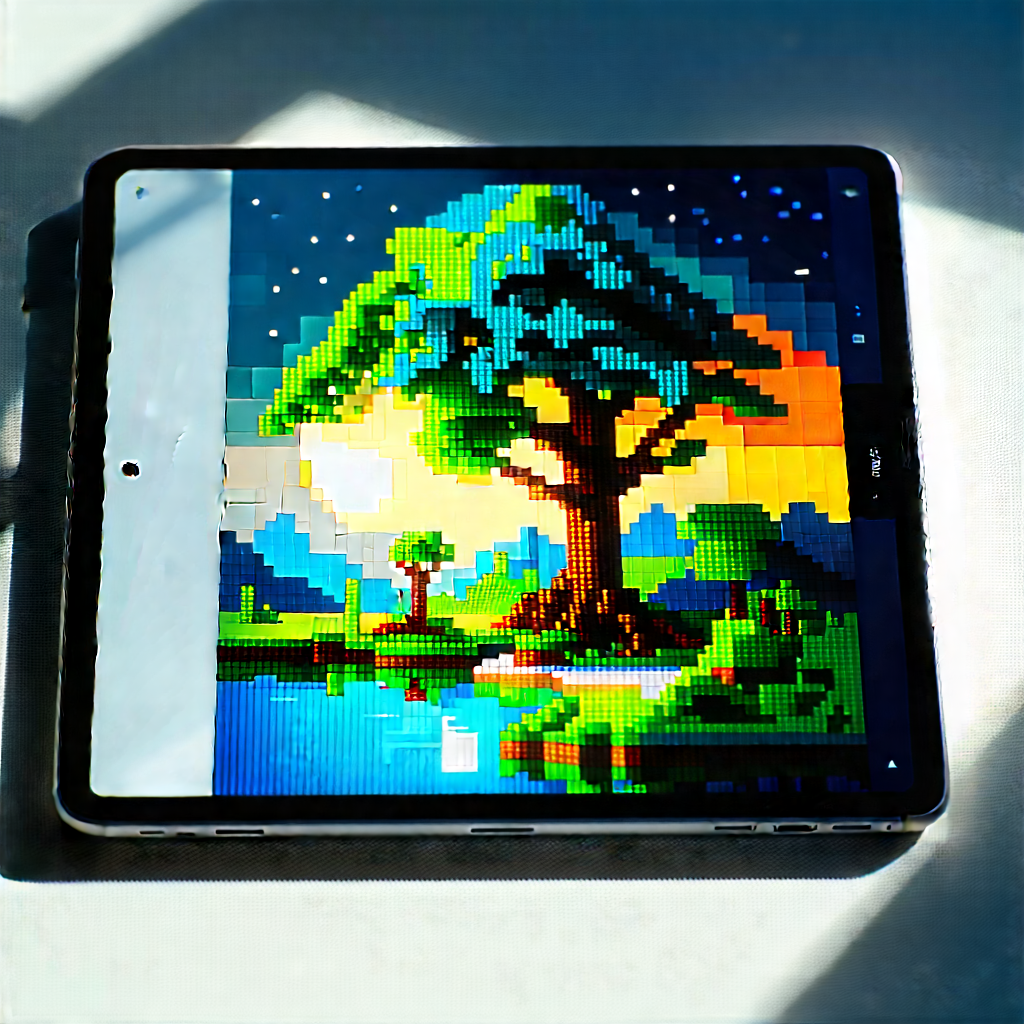 Tablet With Digital Artwork With Laptop Computer