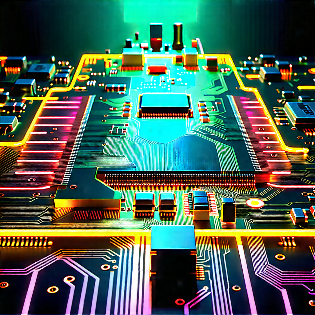 Circuit board with neon accents