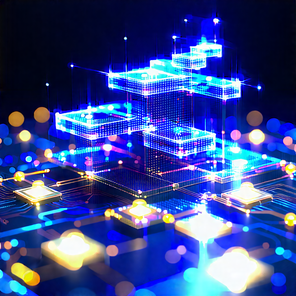 Blockchain Network Visualization With Blue Yellow