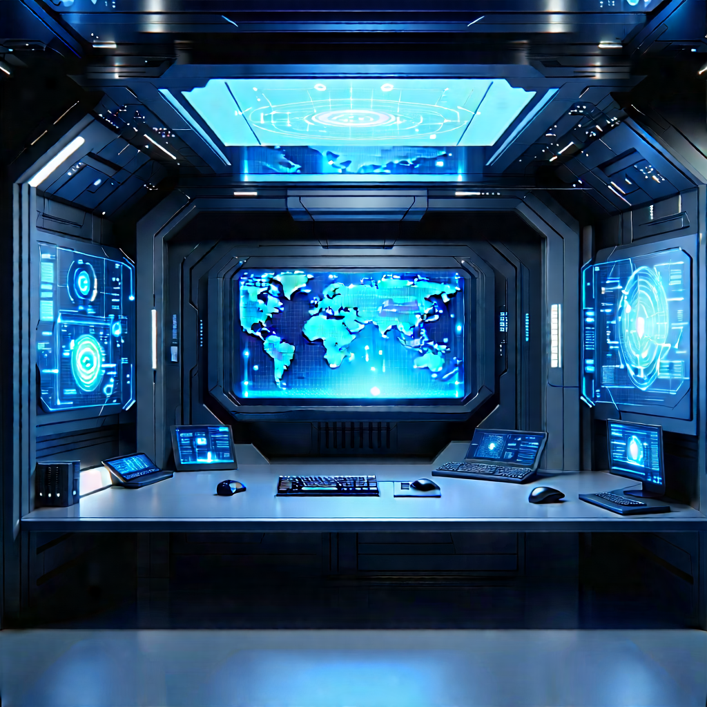 (futuristic:1.3) digital workspace