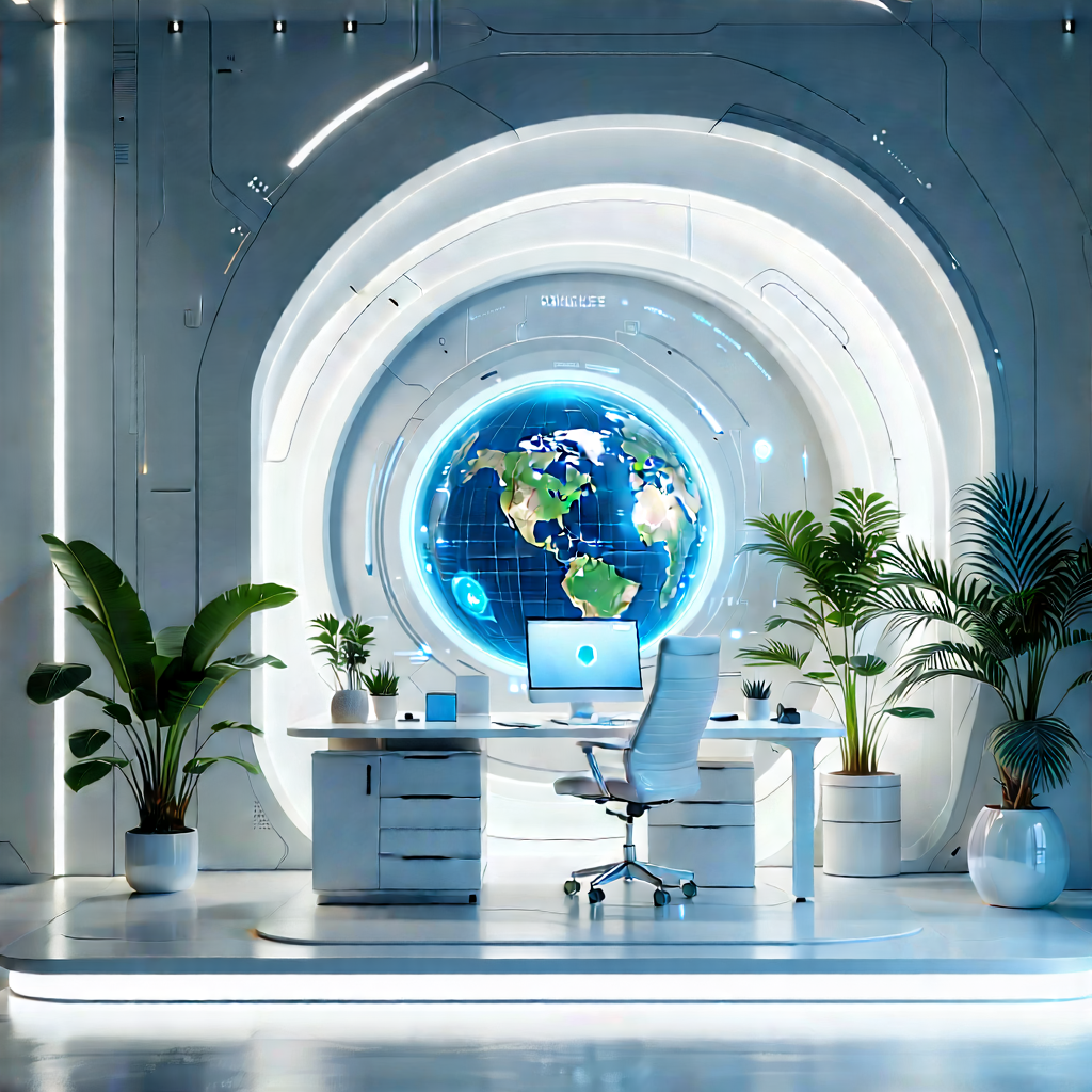 Futuristic Tech Startup Office With Image, There