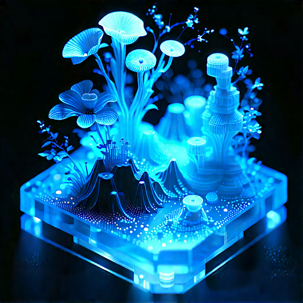 3d Printer With Digital Particles With Blue White