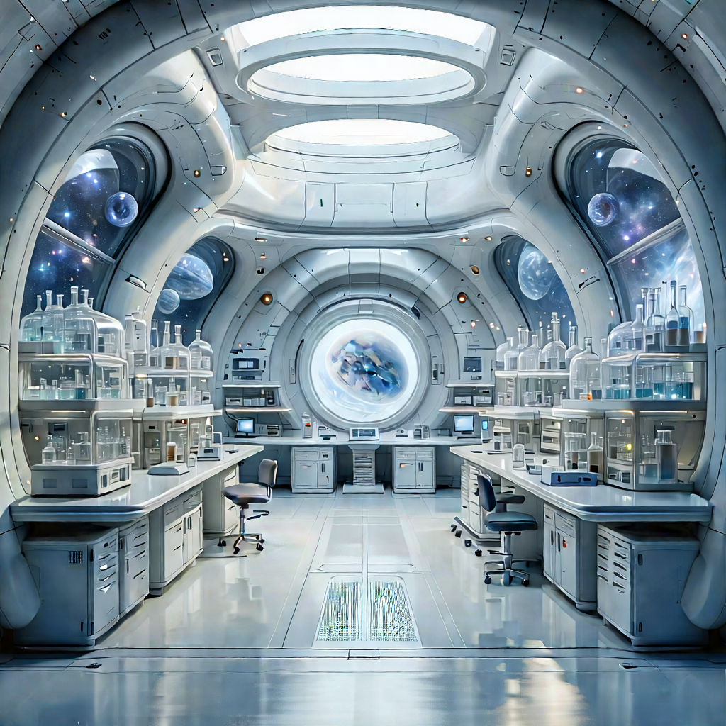 Futuristic Research Laboratory With Image, There