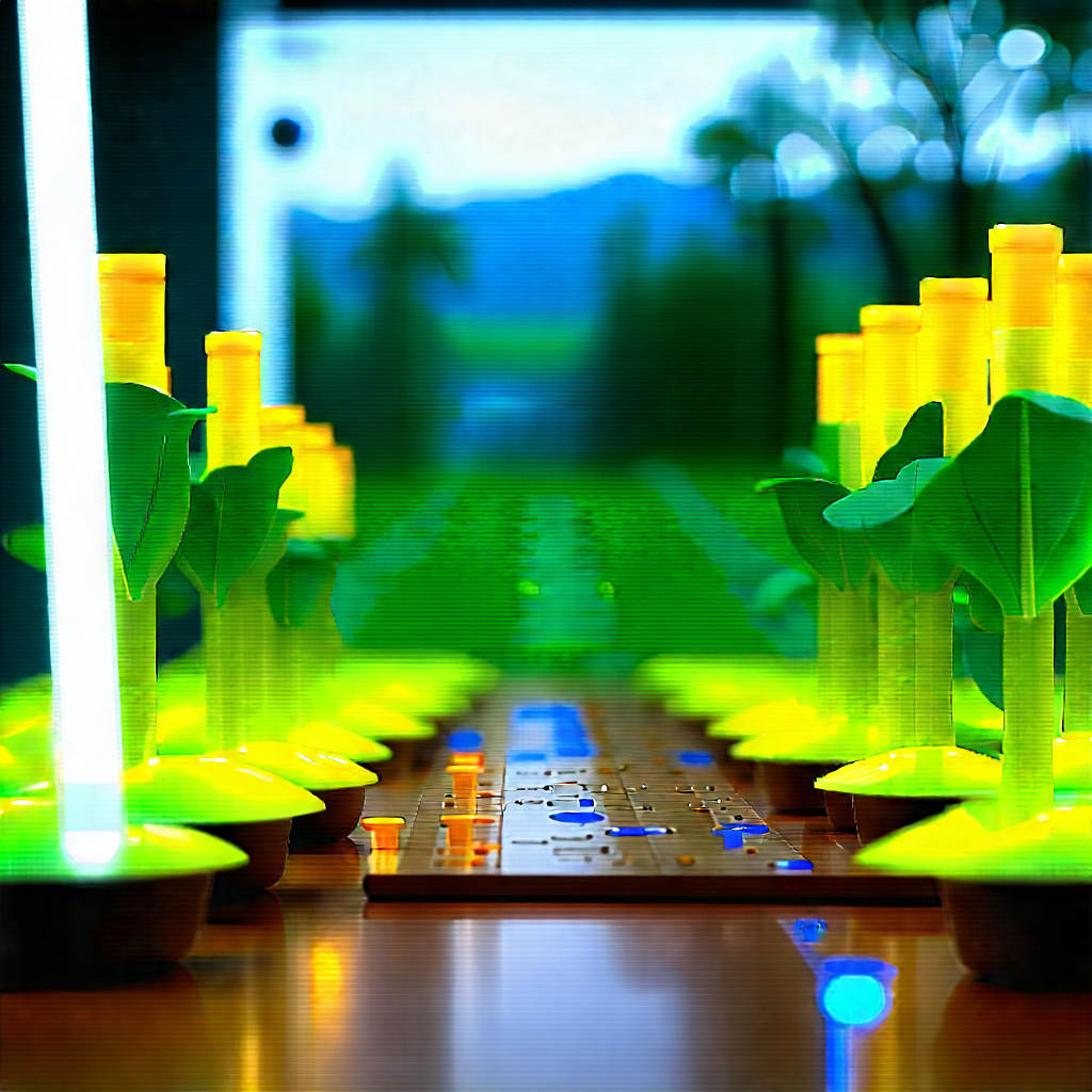 Agricultural Technology In Modern Laboratory With Long Green