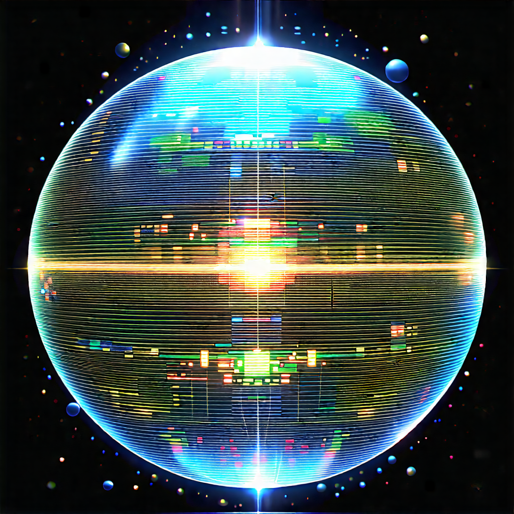 Quantum Computer With (digital:1.33) Particles With Large, Colorful,
