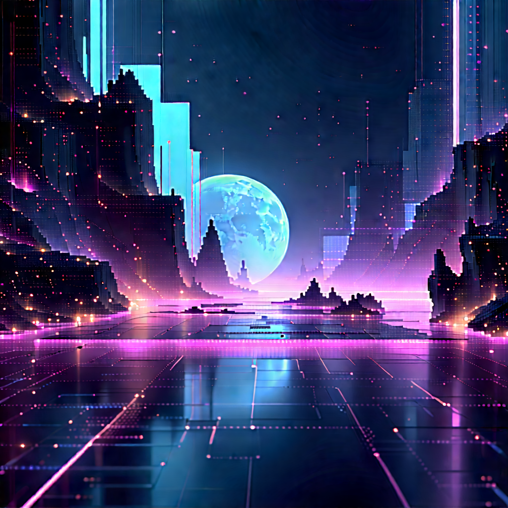 Futuristic Digital Workspace With Image, There