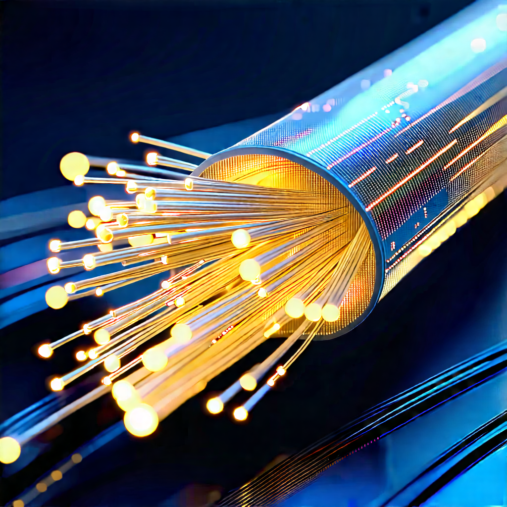 Close-up of fiber optic cables
