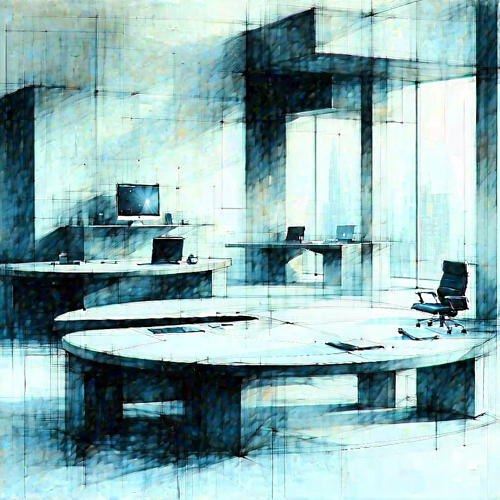 Futuristic Tech Startup Office With Blue White