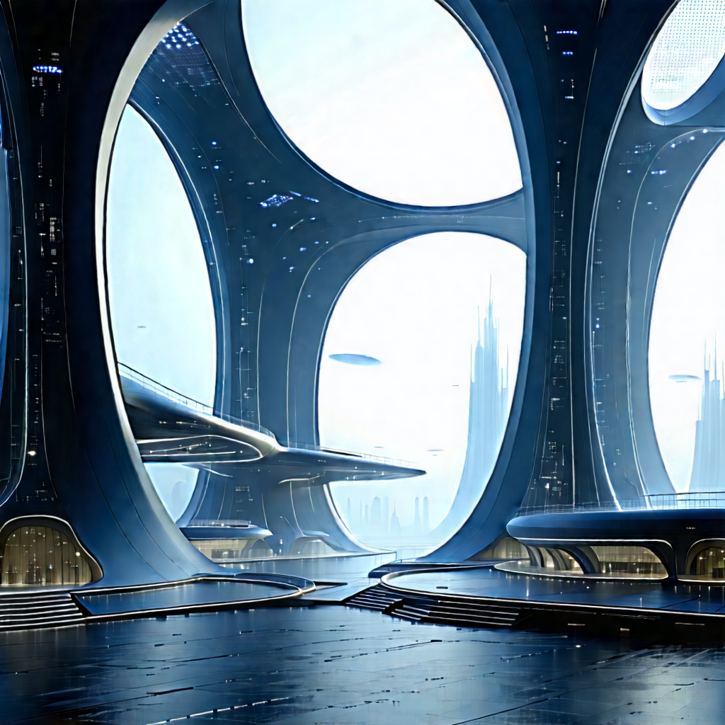 (futuristic:1.47) Innovation Hub With Image, There