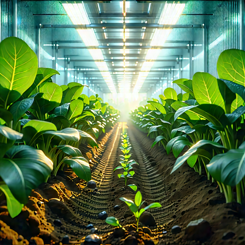 Agricultural Technology In Research Center With Large Greenhouse