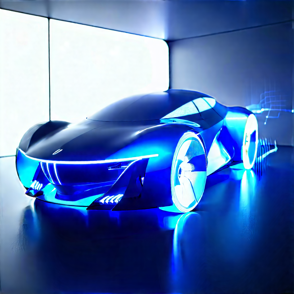 Innovative Electric Vehicle (design:1.11) With Futuristic Blue