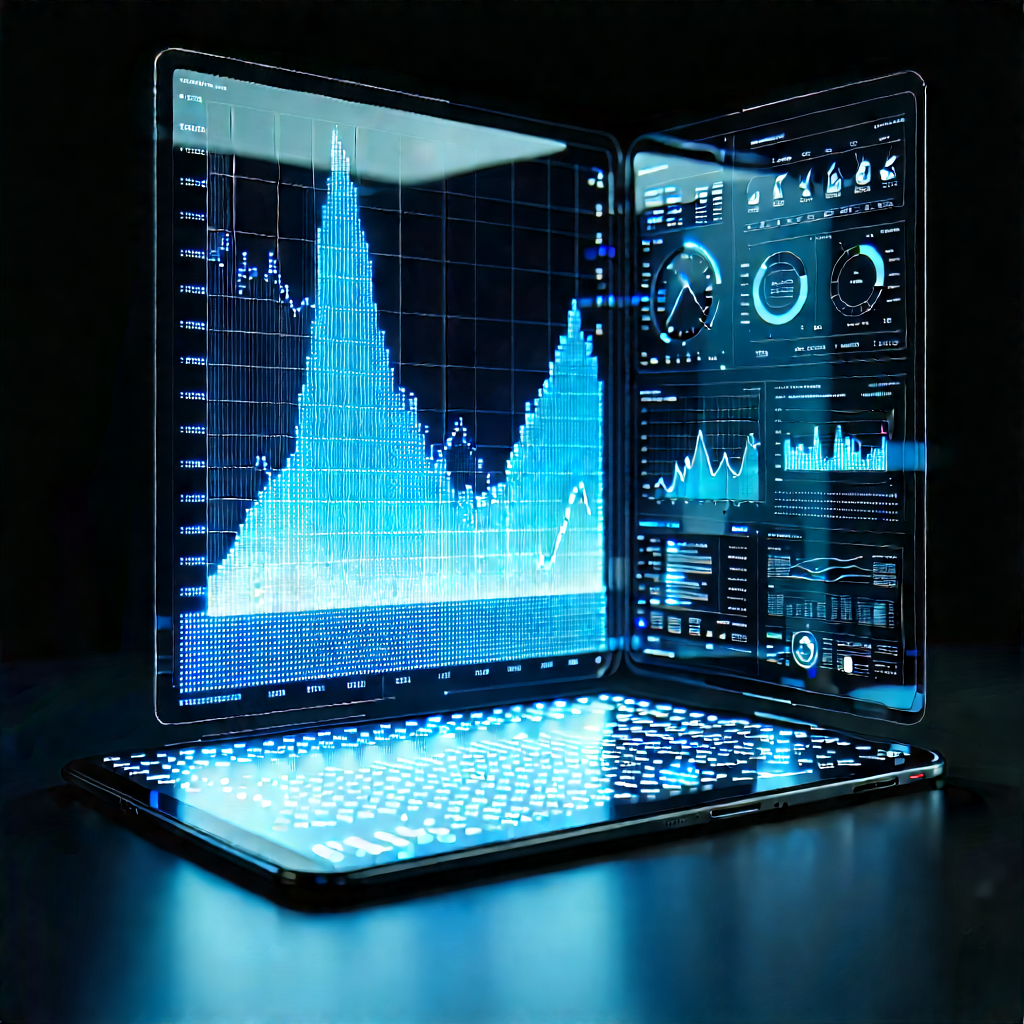 Tablet With Data Visualization With Laptop Computer