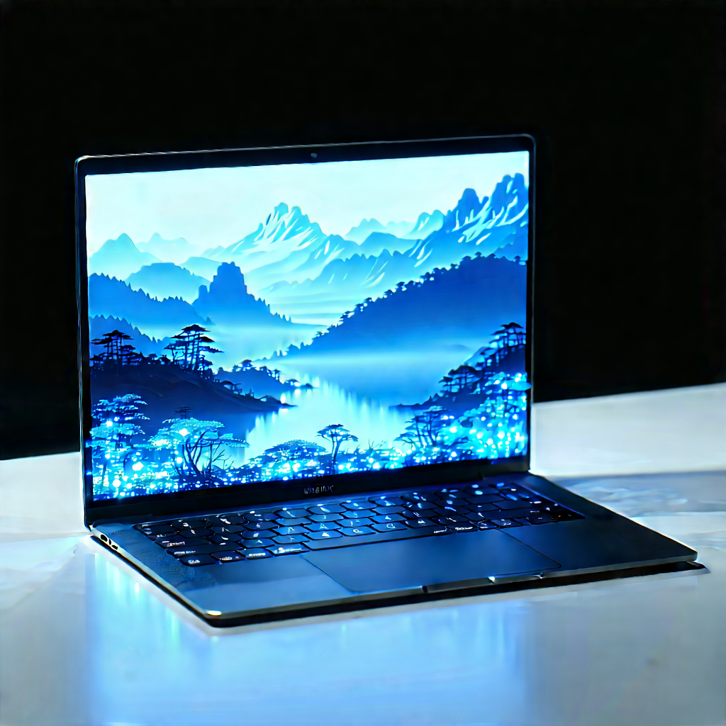 Laptop With Glowing Screen With Laptop Computer