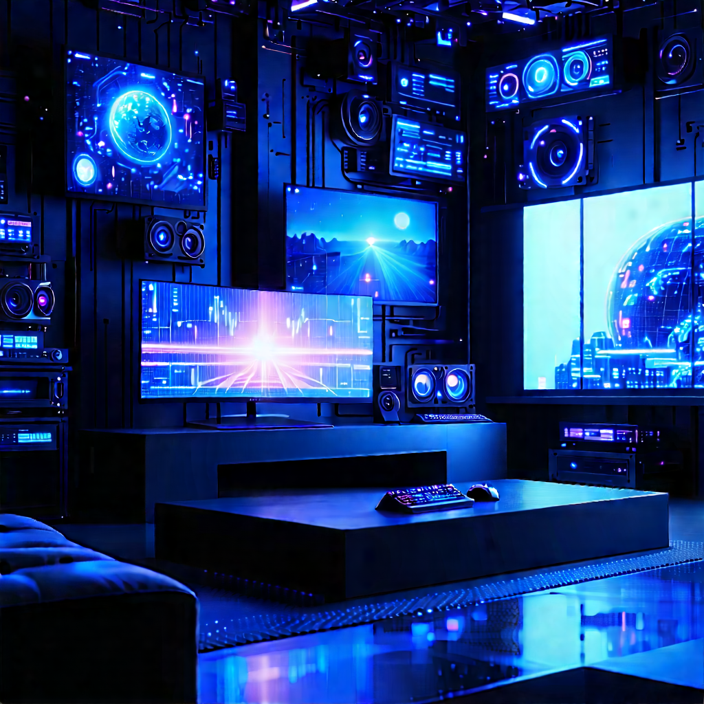 Entertainment Technology In (design:1.39) Studio With Image, There