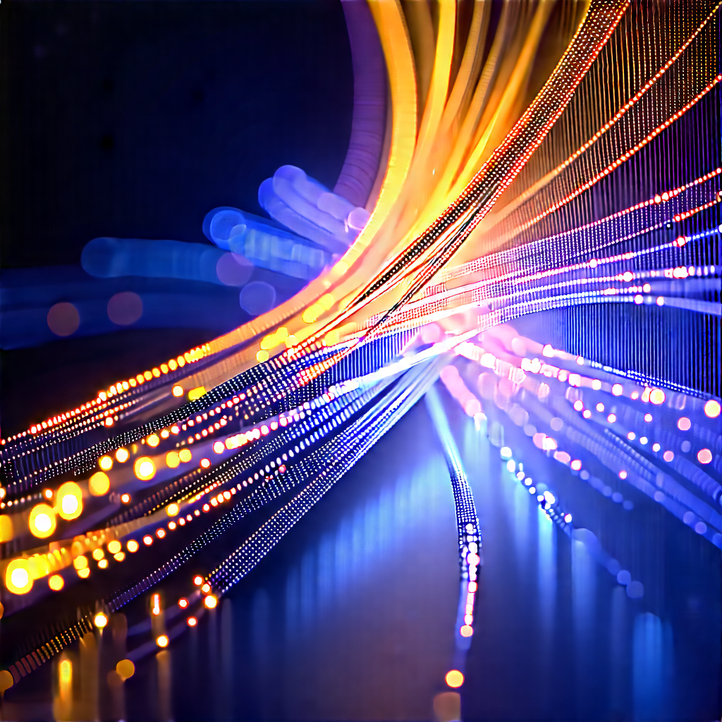 Close-up Of Fiber Optic Cables With Close-up Blue