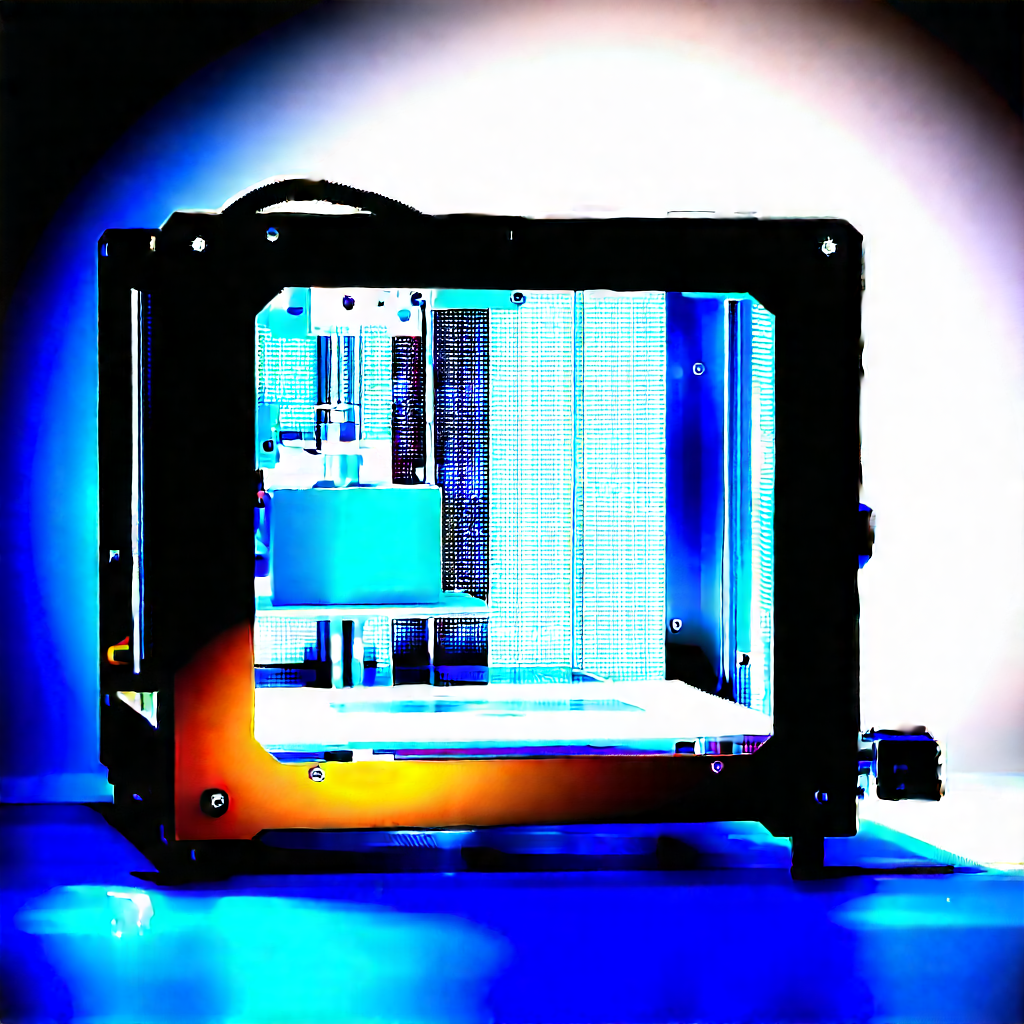 3d Printer With Blue Light (glow:1.46) With Large, Blue