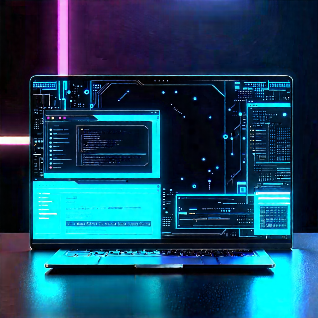 Laptop with glowing screen