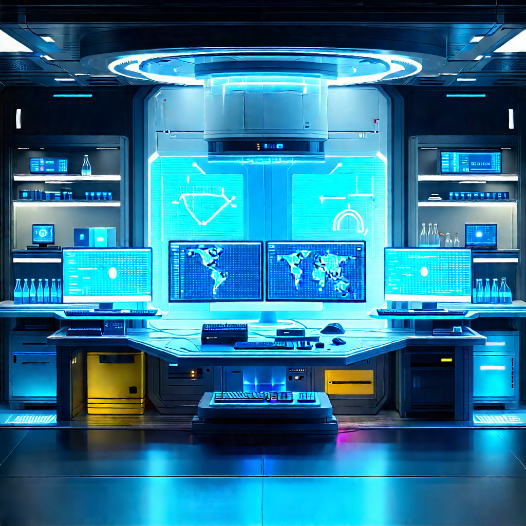 (futuristic:1.19) Research Laboratory With Image, There