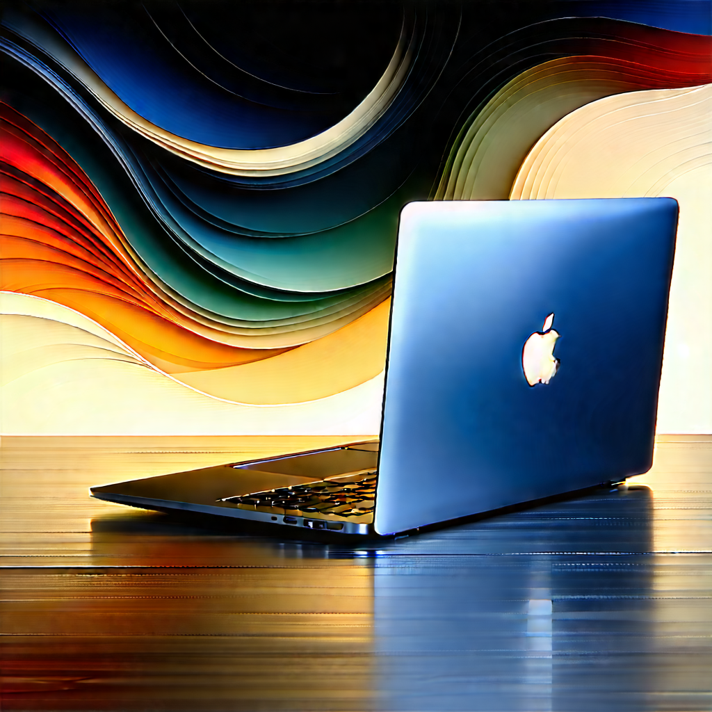 Laptop With Digital Artwork With Laptop Computer