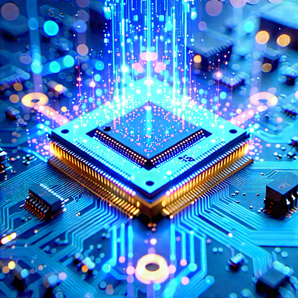 Microchip With Holographic Projection With Close-up Computer